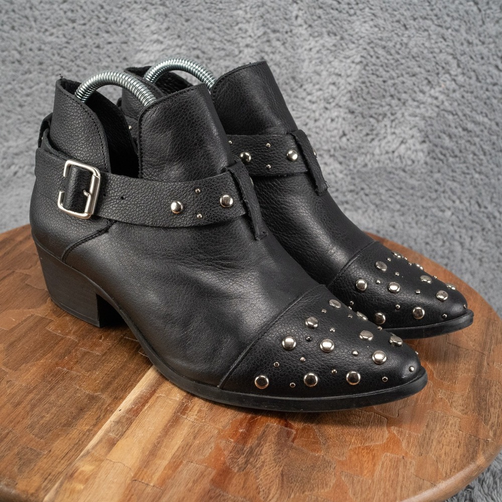 Musse & Cloud Asher Studded Black Ankle Boots Size 9 Festival Moto